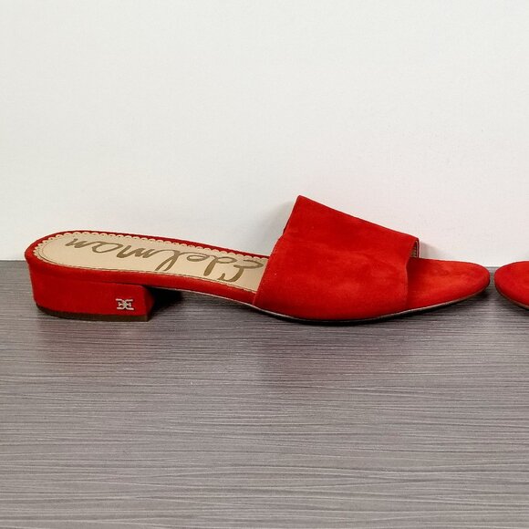 Sam Edelman Kenz Block Heel Slide, Red Suede, Womens Size 10 M / 40 - Picture 5 of 11